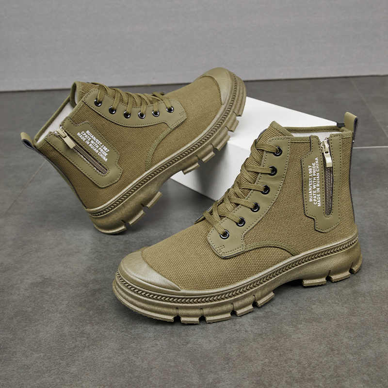 Hiking Boots Side Zipper Shoes
